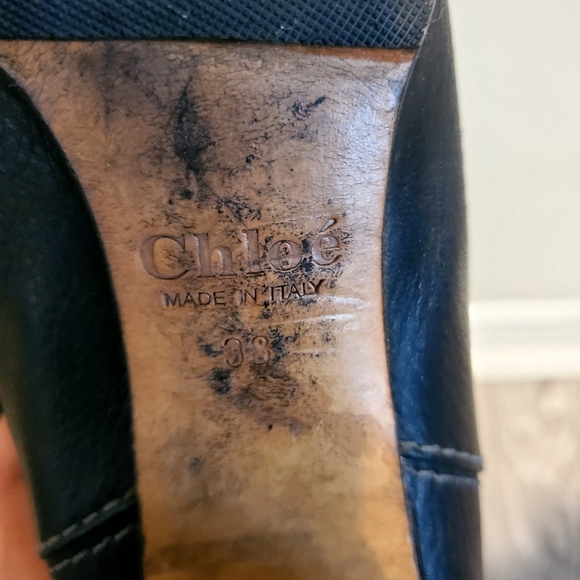 ❌❌❌SOLD❌❌❌          AUTHENTIC CHLOE BLACK LEATHER HIGH BOOTS - Picture 4 of 7